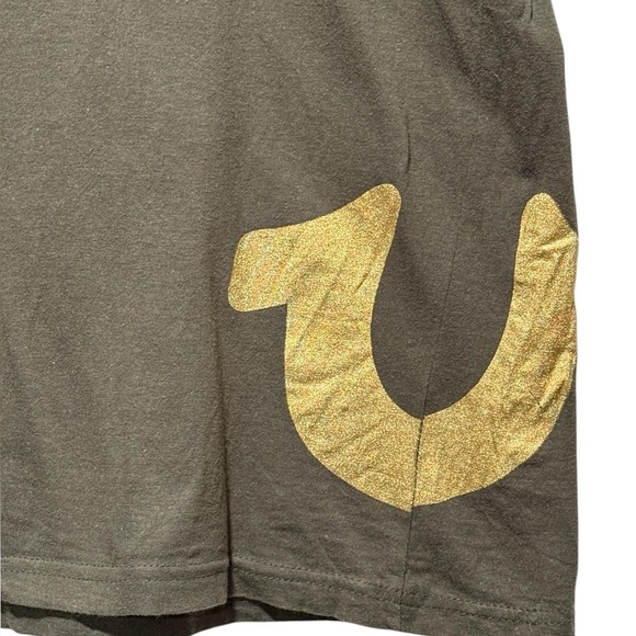 True Religion Mens Horseshoe Logo Short Sleeve Tee Olive Green T-Shirt sz Large - Picture 4 of 9